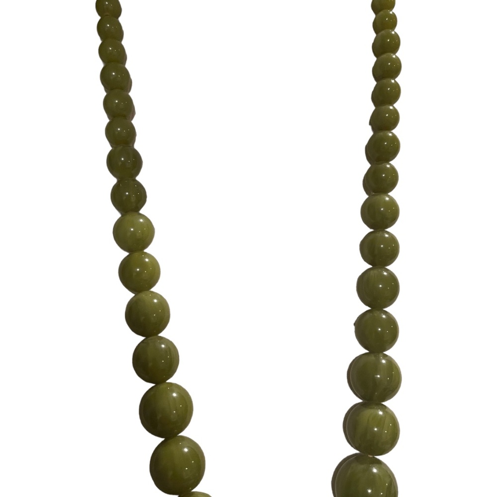 Vintage Green marbled graduated bead ball necklace - Picture 5 of 7